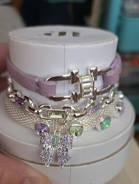 Lavender Crystal Bow Multi-Layer Bracelet - By BP New With Tags